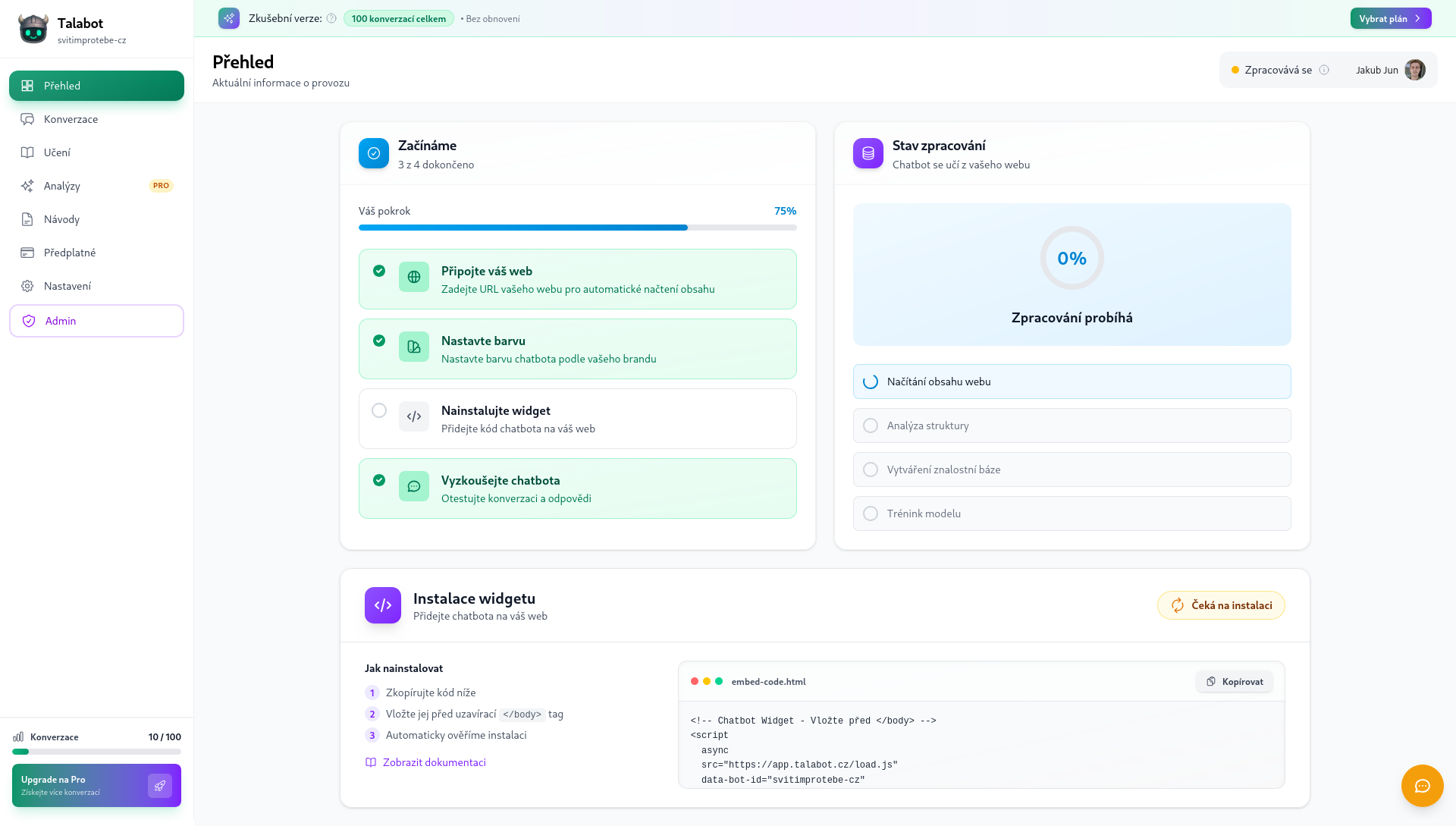 Přehled konverzací