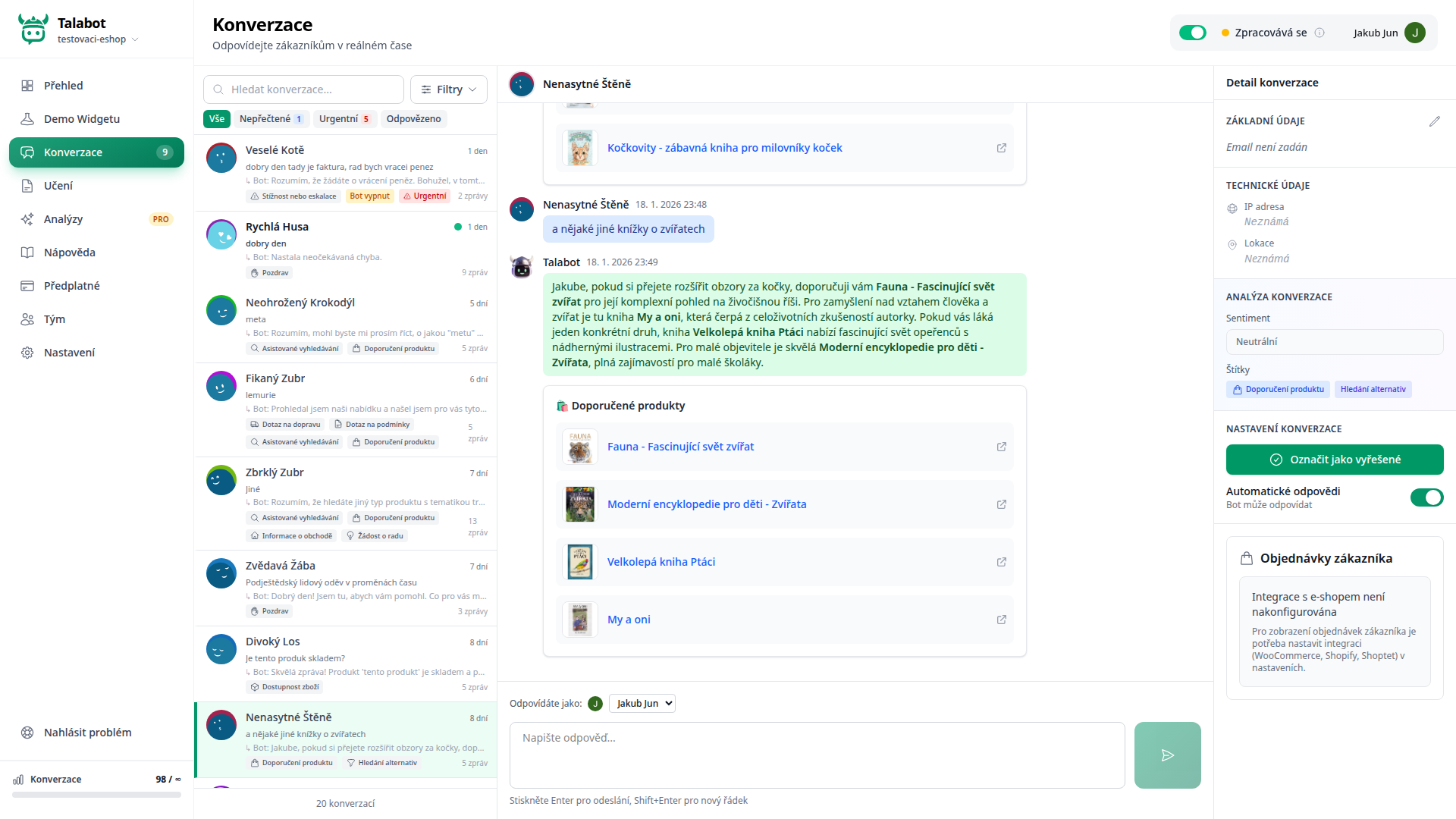 Přehled konverzací